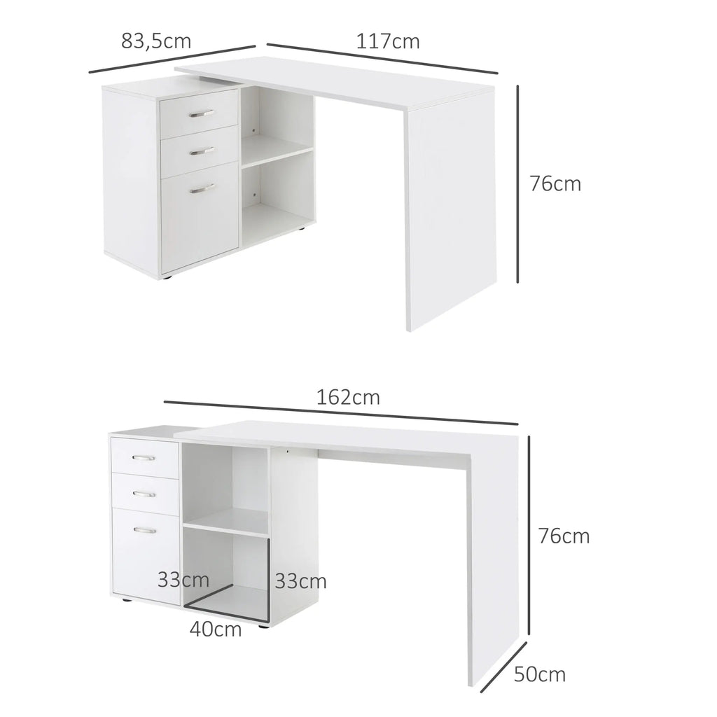 Bureau droit réversible blanc et moderne