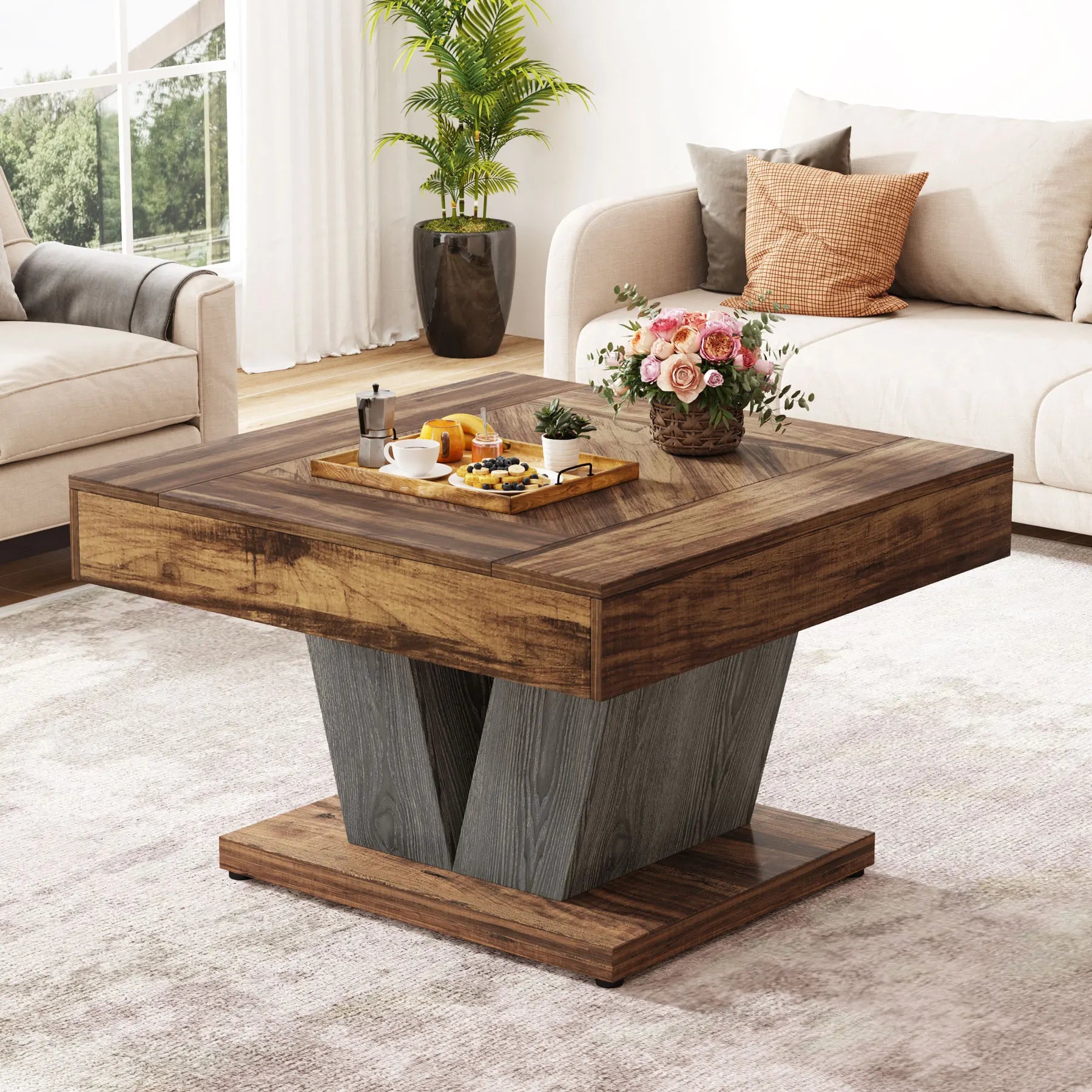 Table basse rustique en bois pour salon