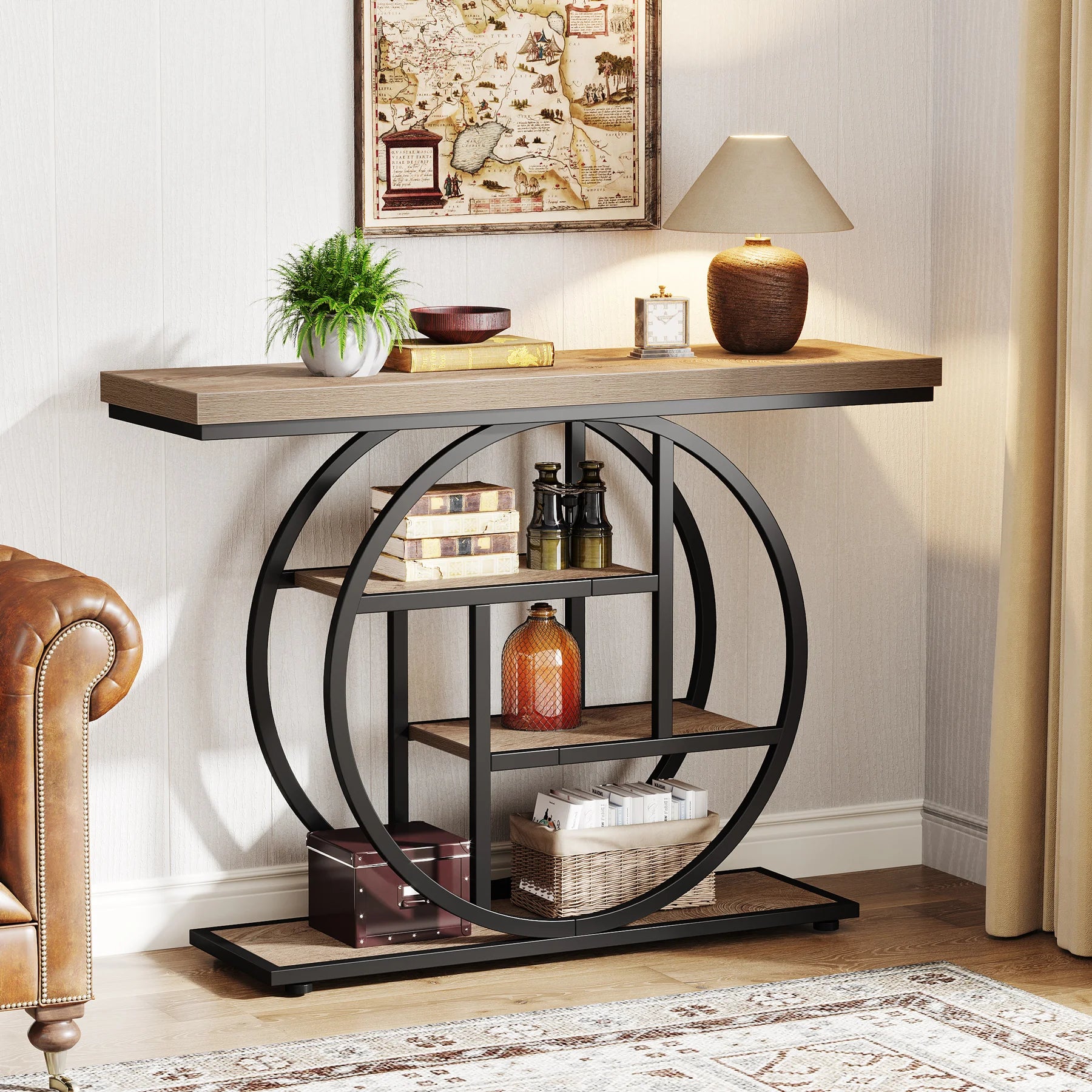 Table d'entrée moderne en bois avec étage