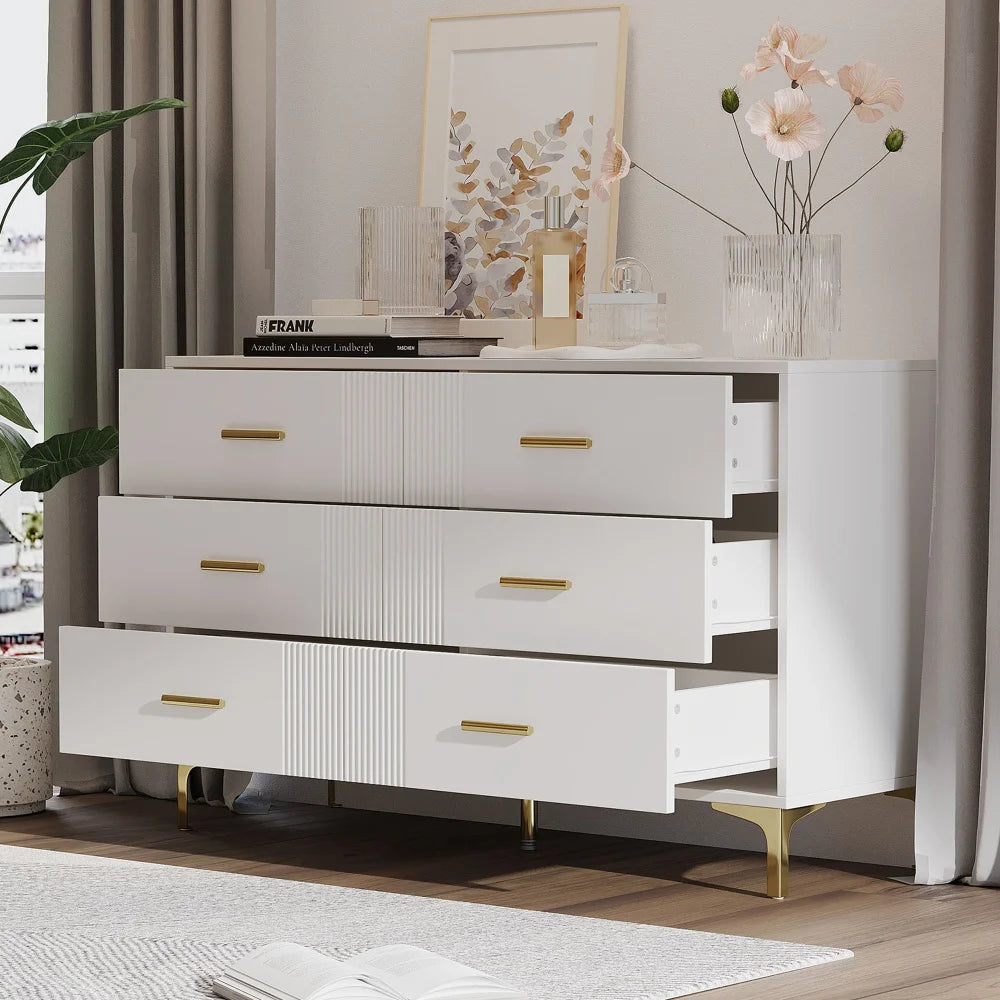Commode à 6 tiroirs blanc en bois