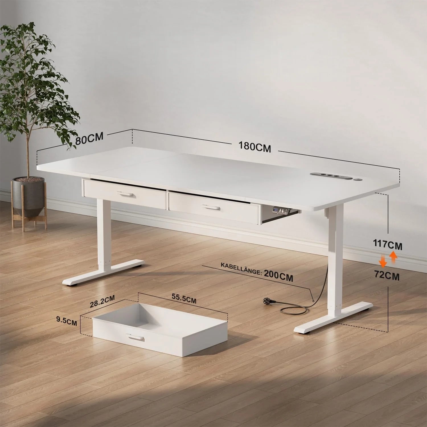 Bureau de travail moderne réglable avec rangement
