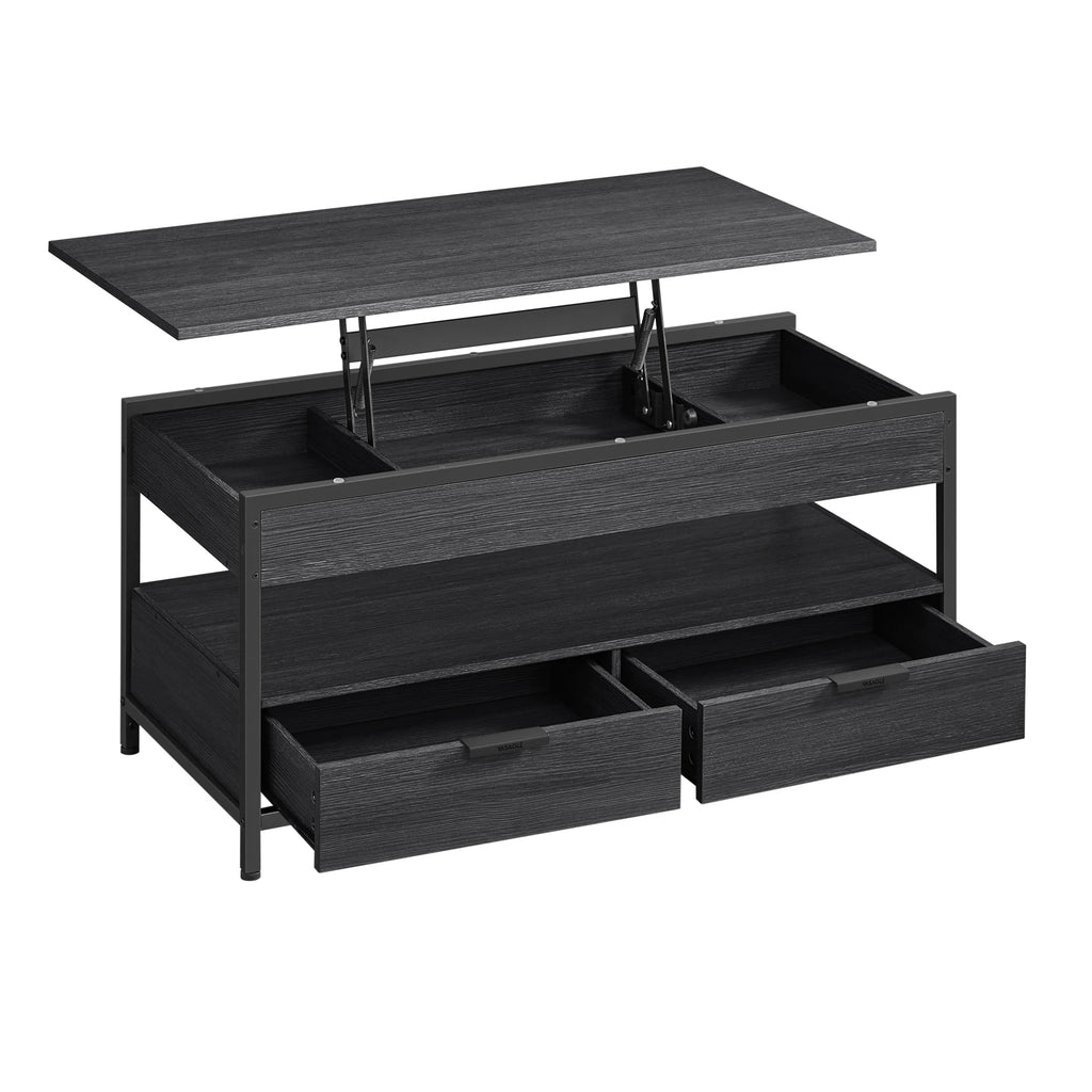 Table basse relevable en bois avec compartiment