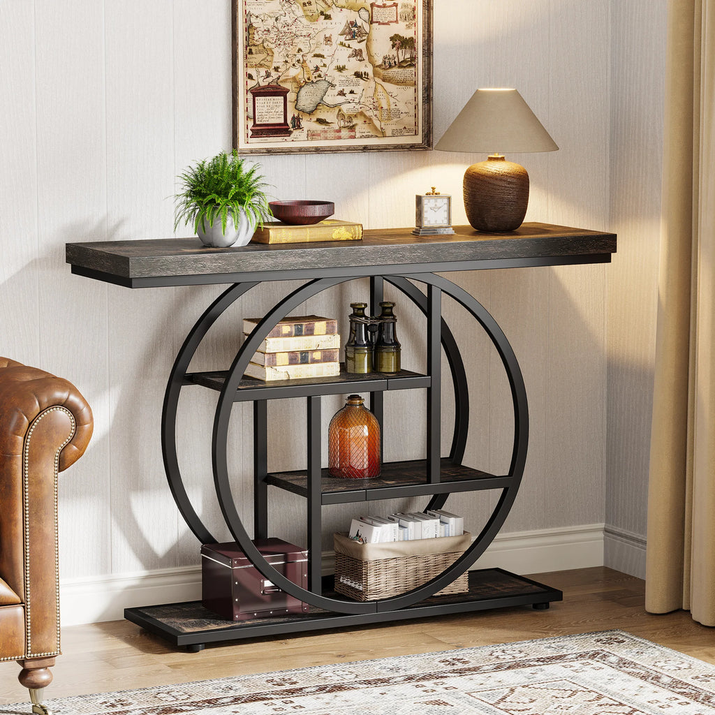 Table d'entrée moderne en bois avec étage