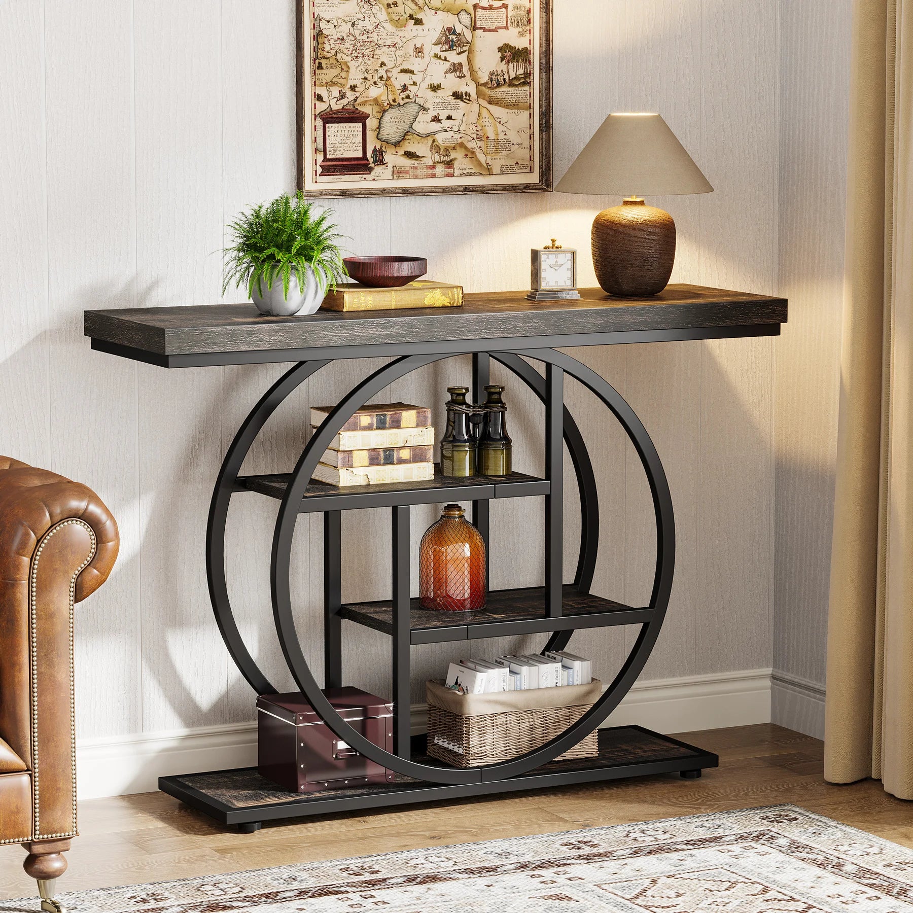 Table d'entrée moderne en bois avec étage