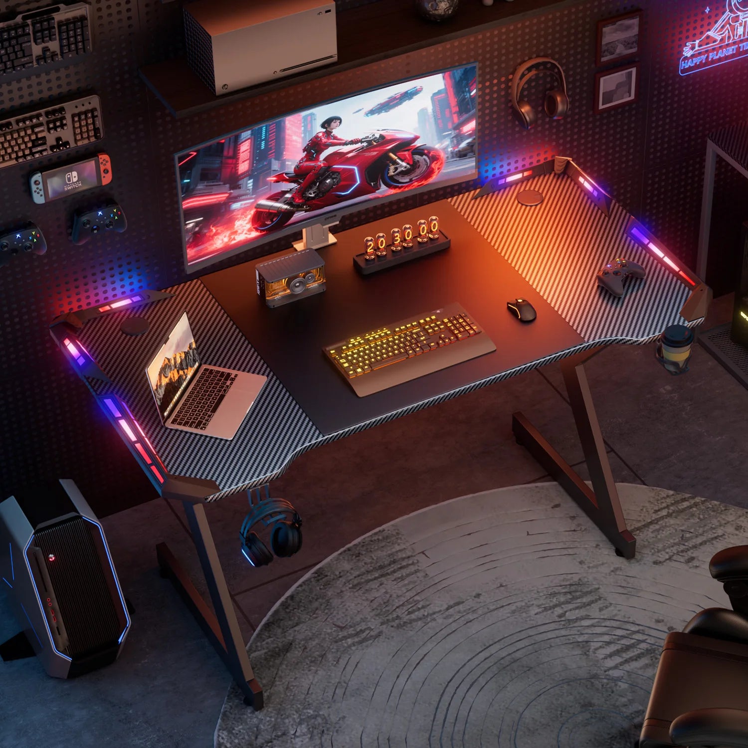 Bureau gamer réglable RGB Led