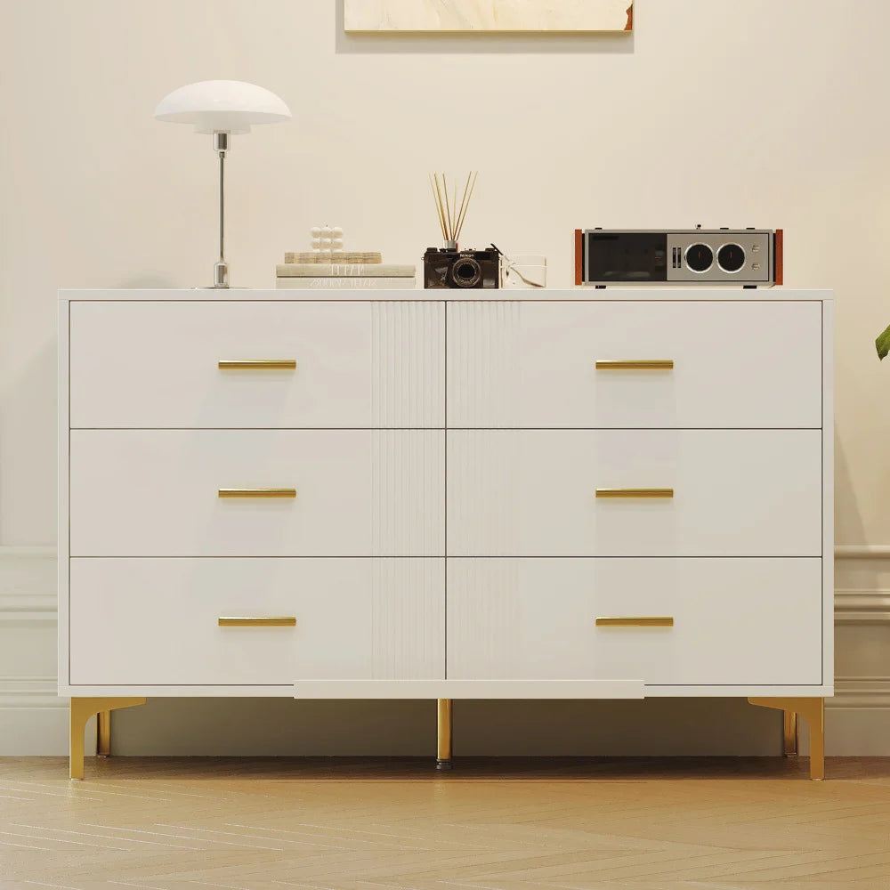 Commode à 6 tiroirs blanc en bois