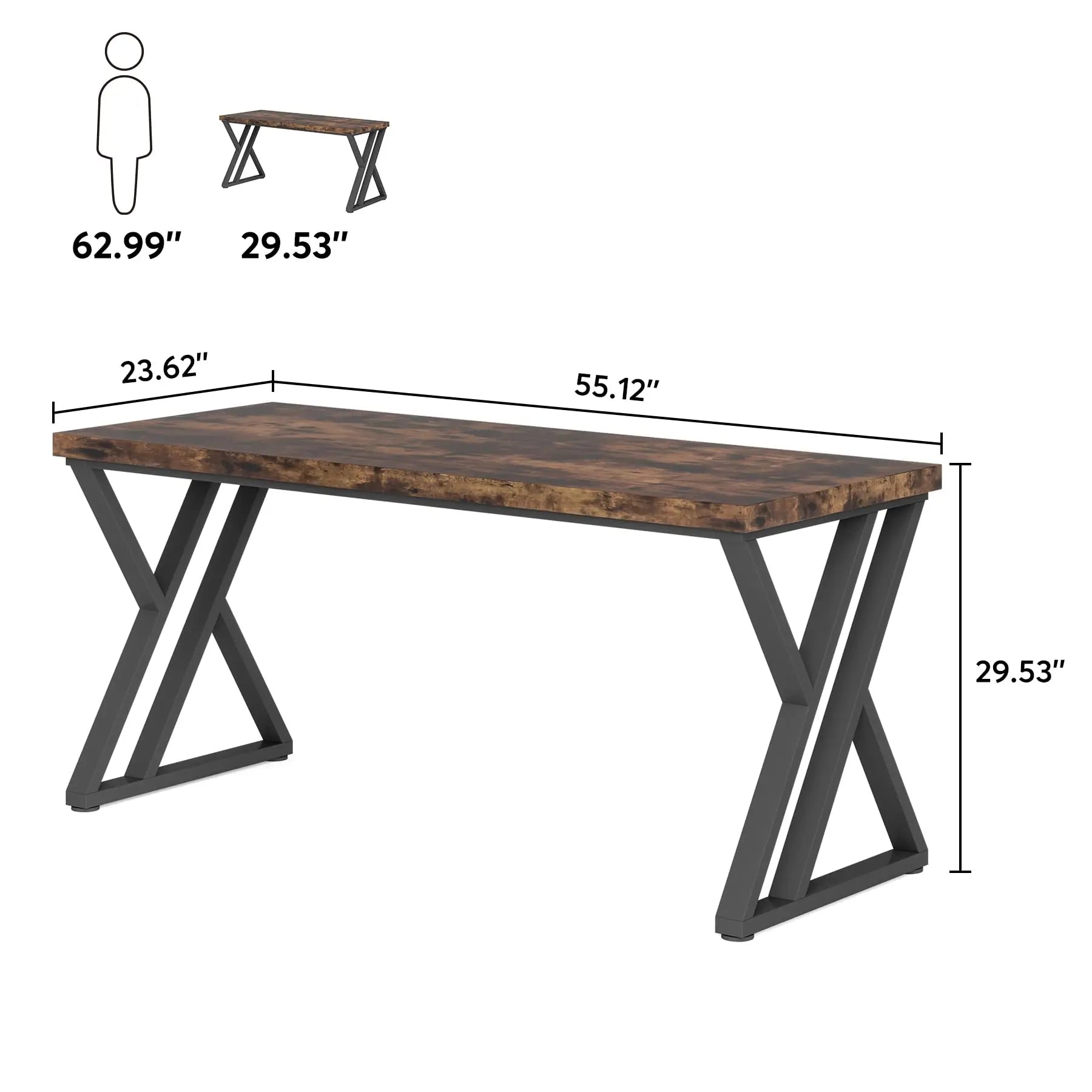 Bureau de travail minimaliste en bois et métal