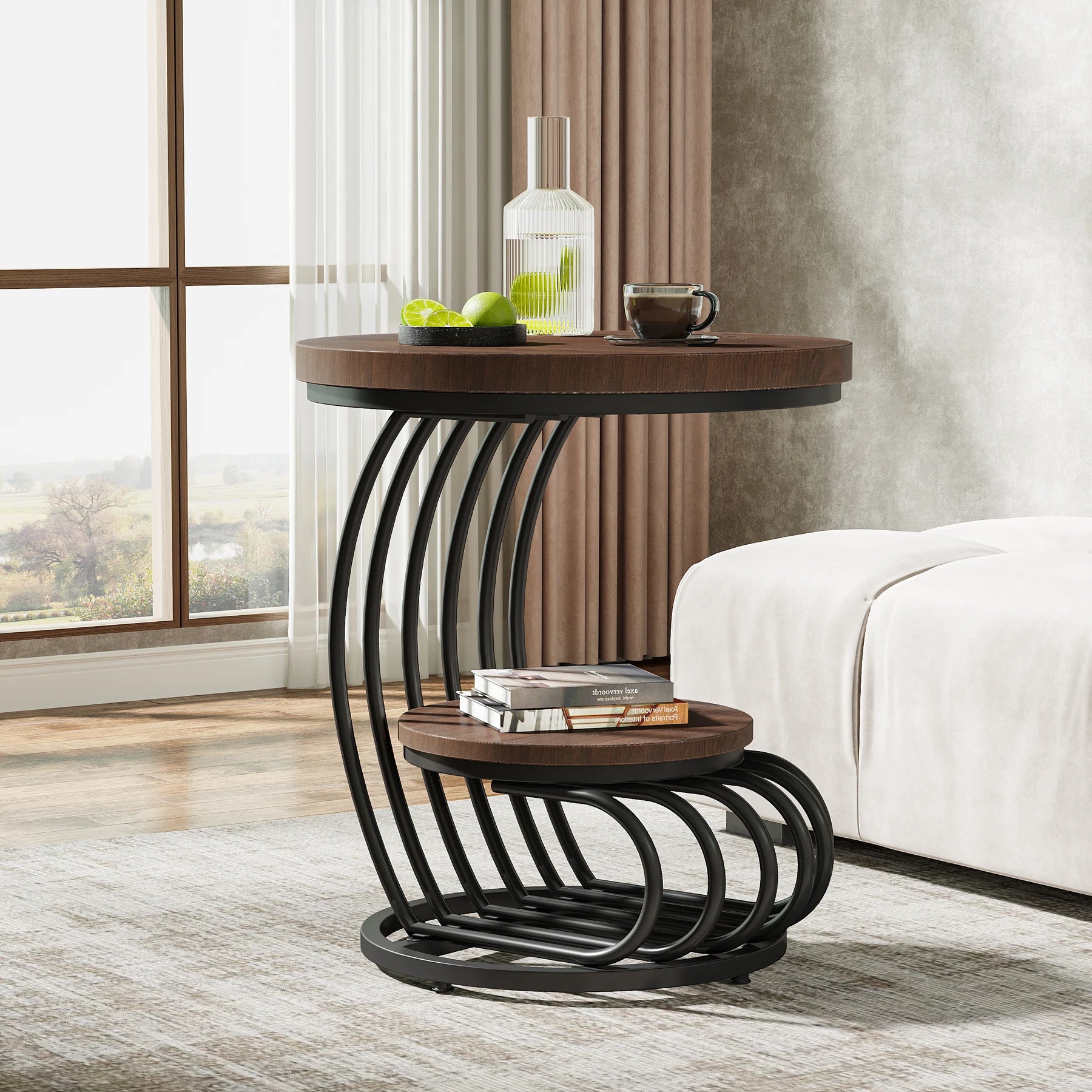 Table d'appoint ronde moderne avec support