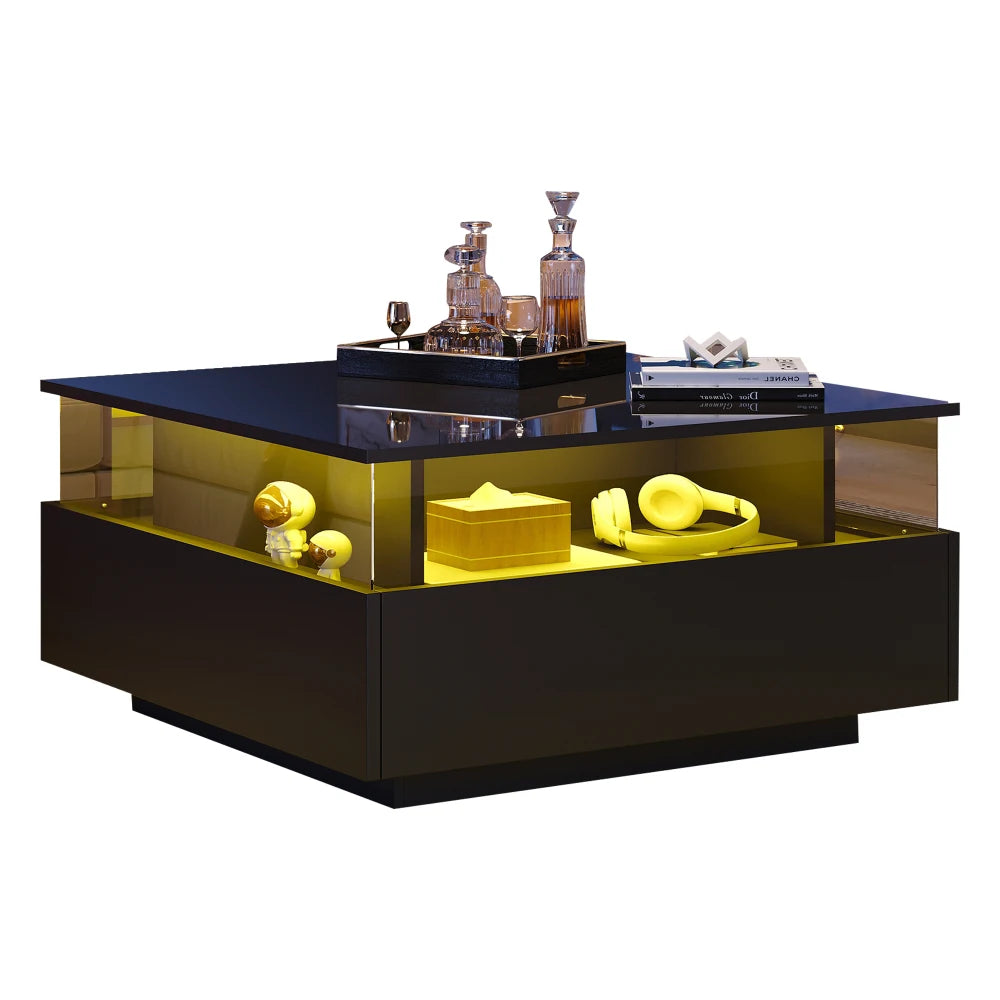Table basse moderne en verre avec LED