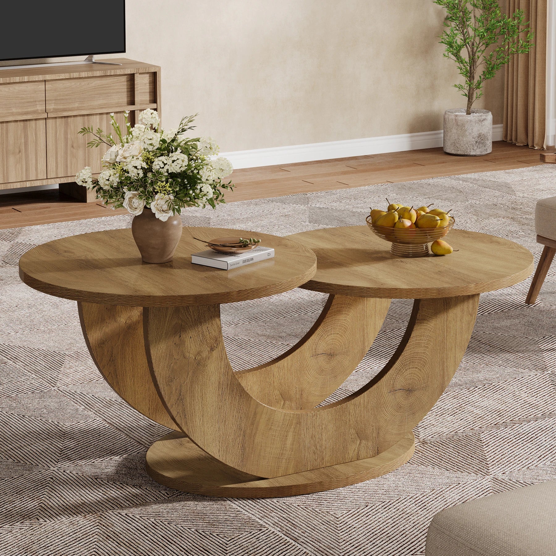 Table basse ronde rustique en bois