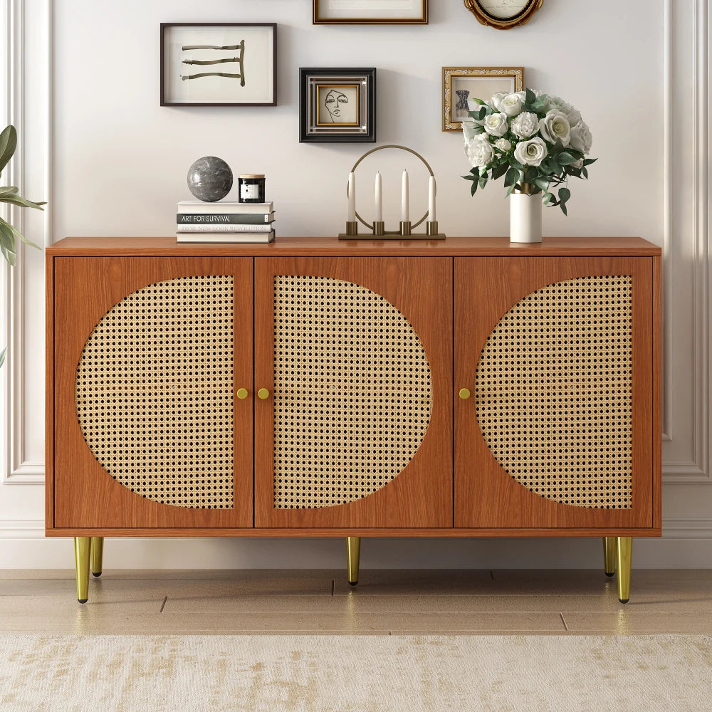 Commode haute avec 3 portes en bois