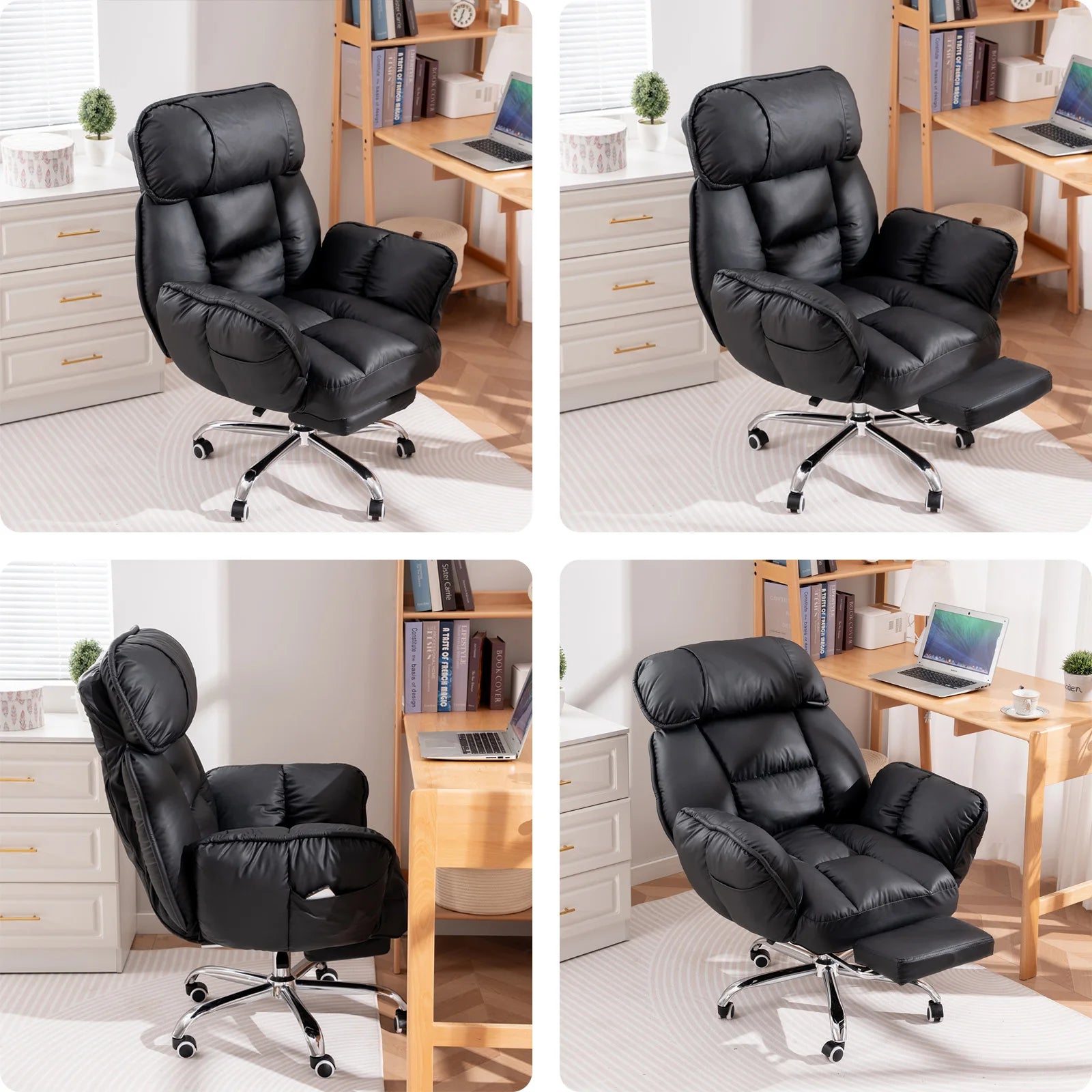 Fauteuil de bureau inclinable et ergonomique en similicuir