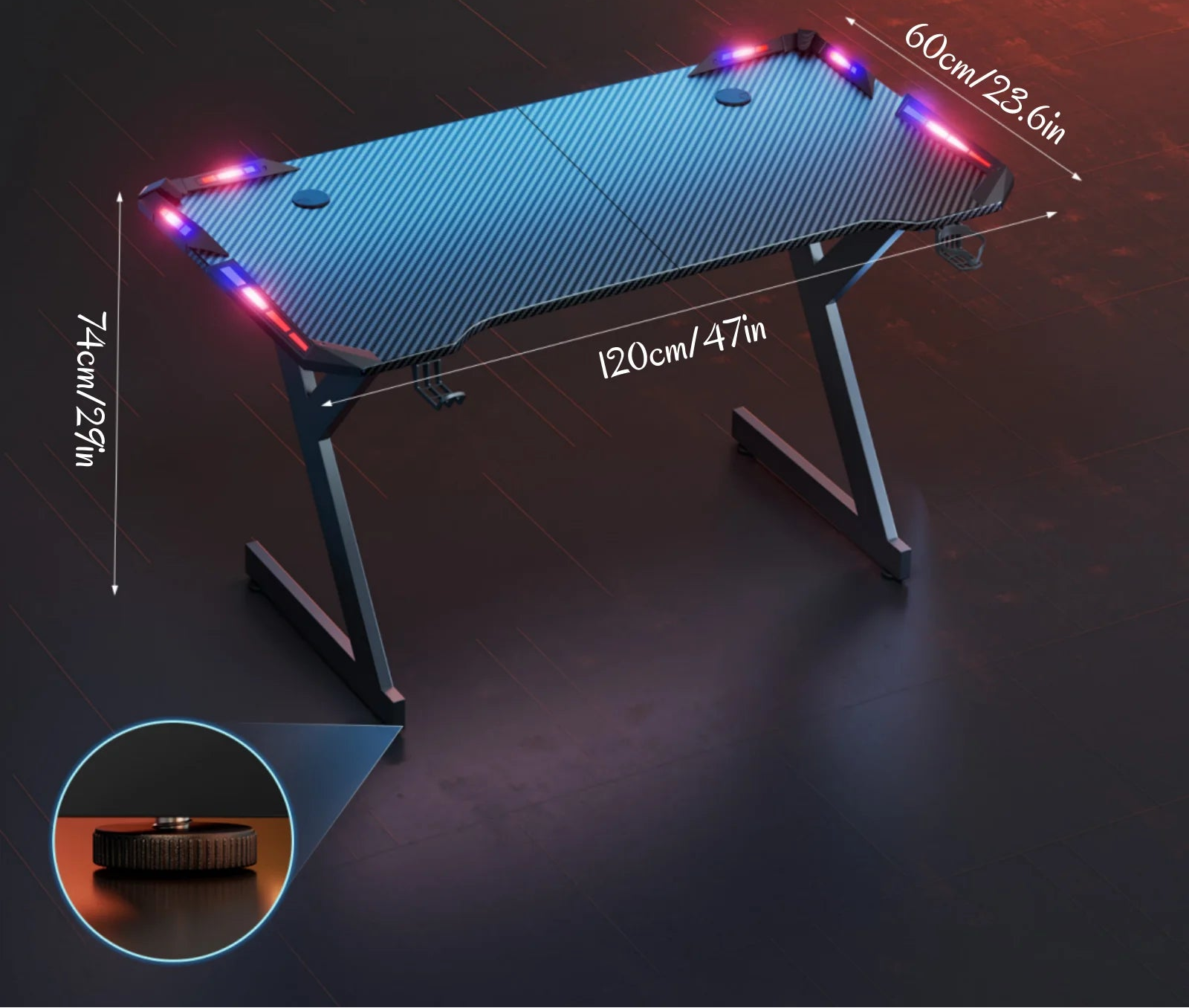 Bureau gamer réglable RGB Led