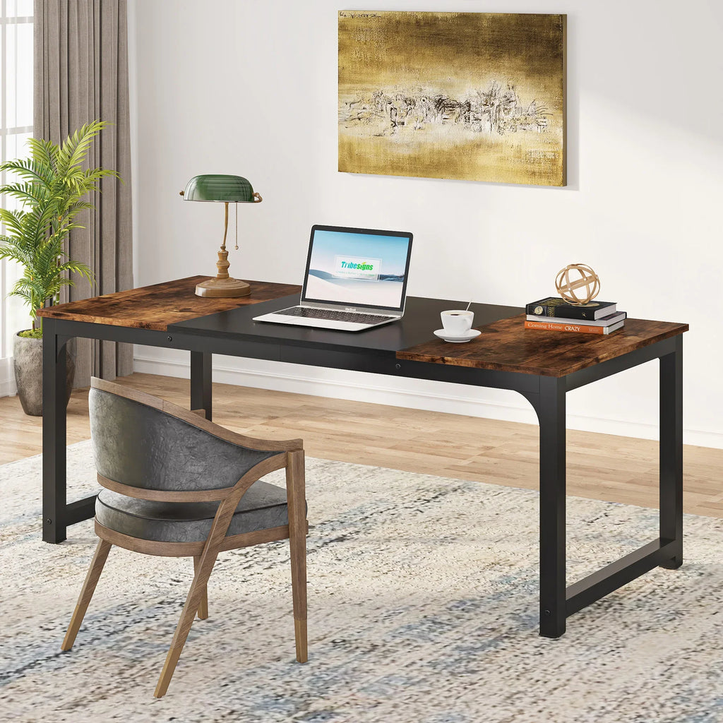 Bureau large de travail en bois