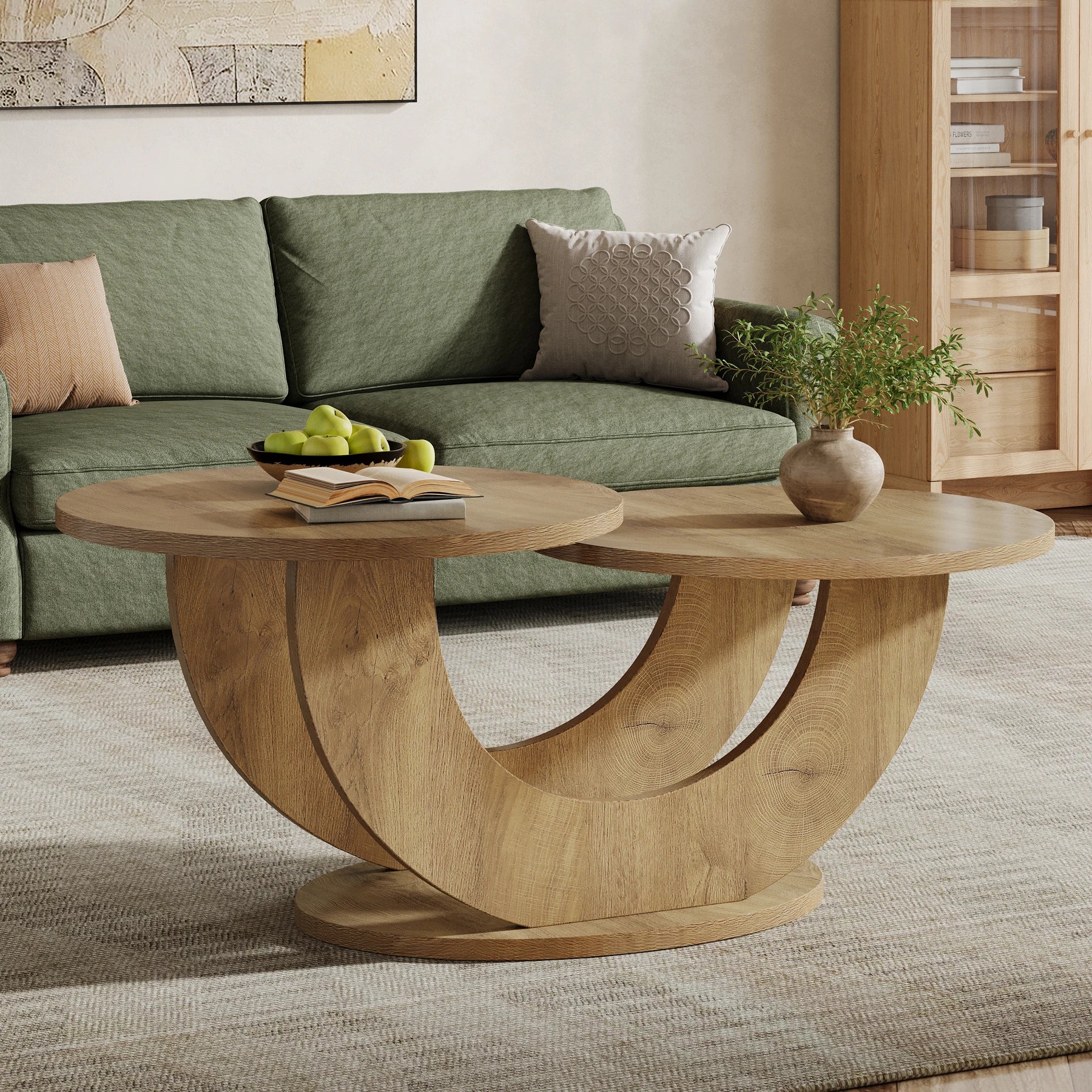 Table basse ronde rustique en bois