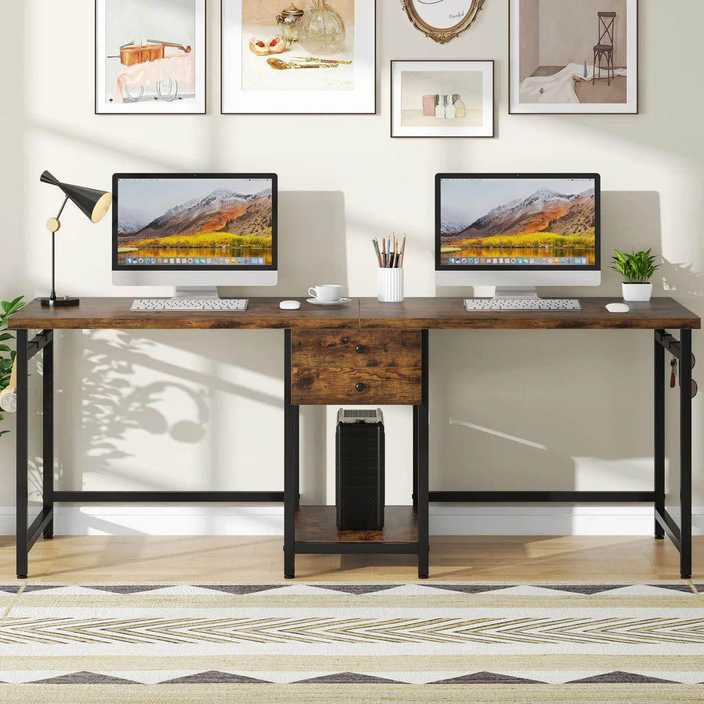 Bureau long en bois moderne