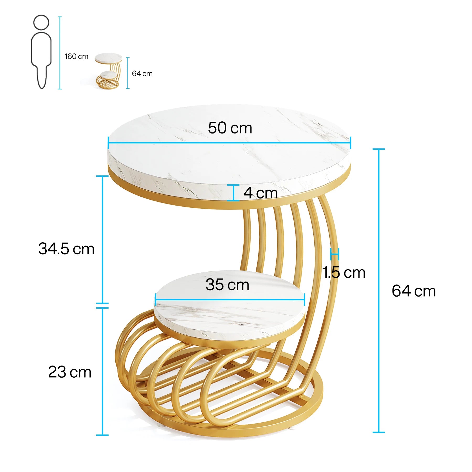 Table d'appoint ronde moderne avec support
