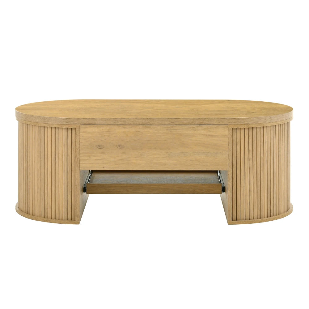 Table basse relevable avec côtés en bois incurvés multifonctionnel