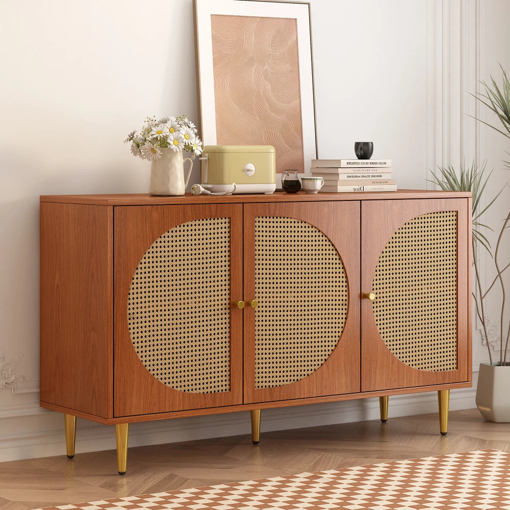 Commode haute avec 3 portes en bois