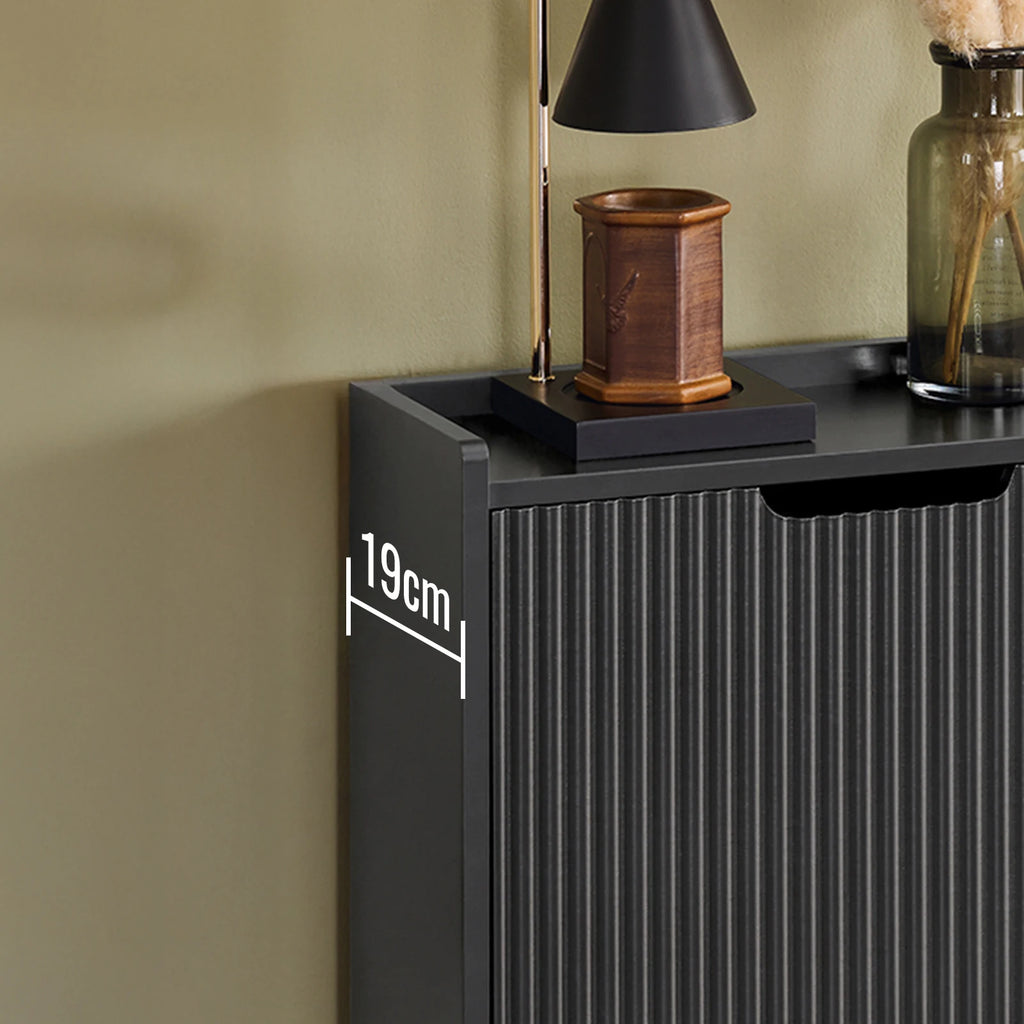 Commode noir a 2 étagères en bois
