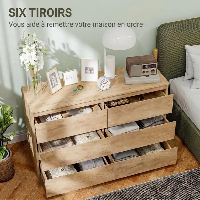Commode a 6 tiroirs de rangement sans poignées minimaliste