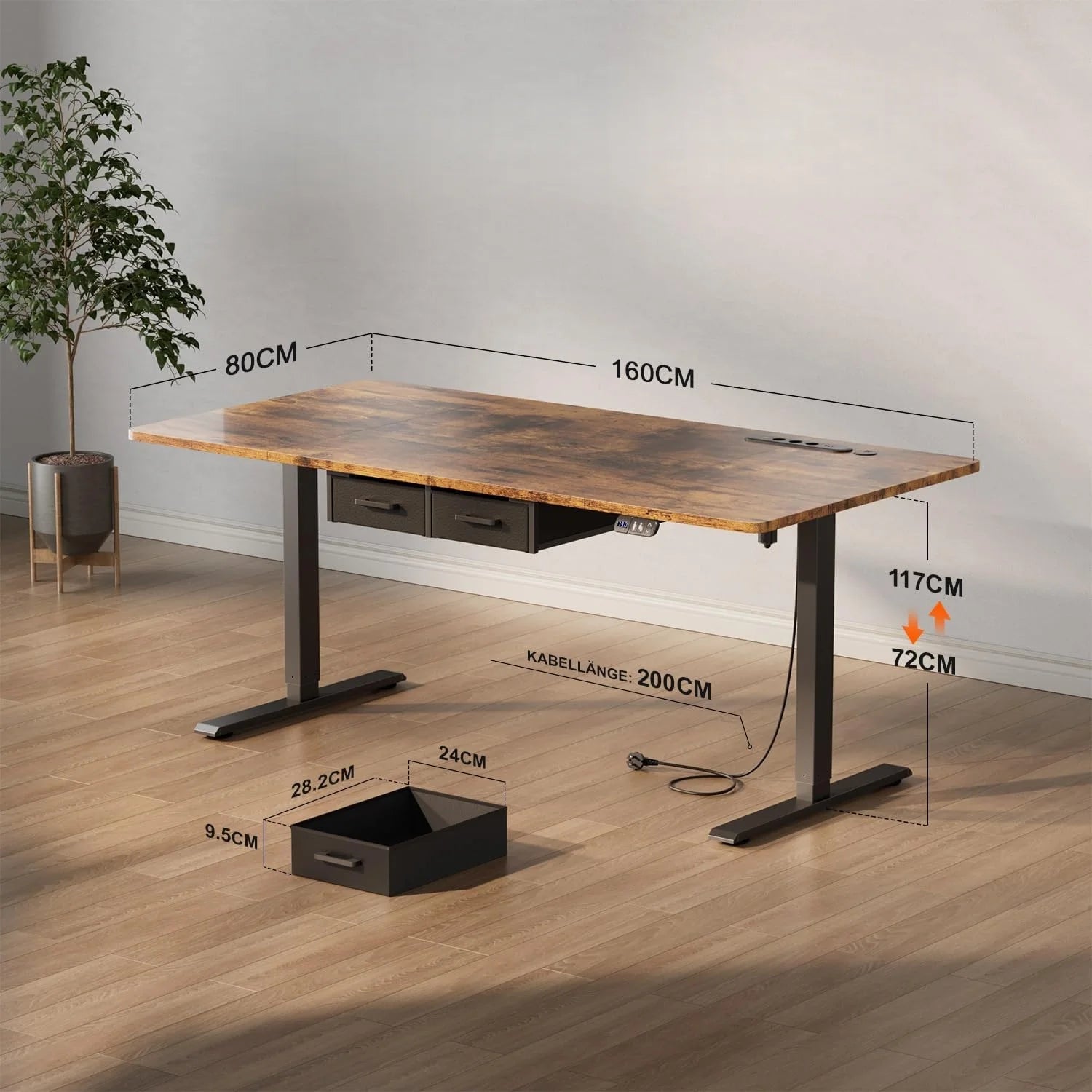 Bureau de travail moderne réglable avec rangement