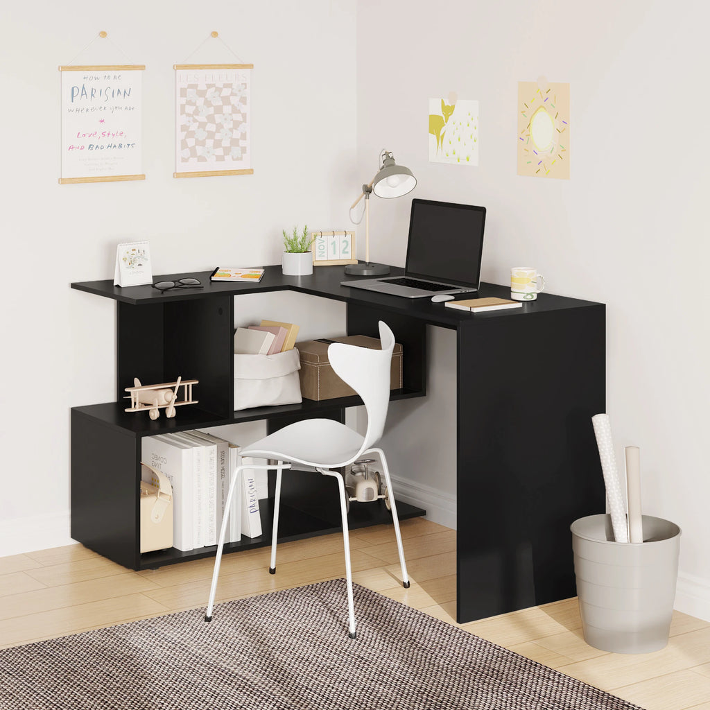Bureau d'angle de travail avec rangement minimaliste