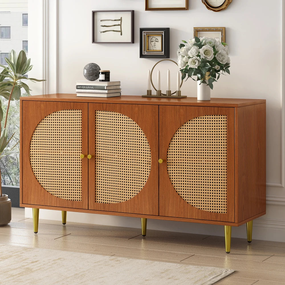 Commode haute avec 3 portes en bois