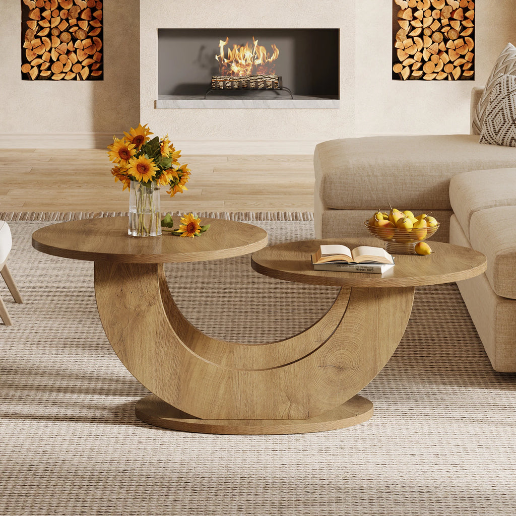 Table basse ronde rustique en bois