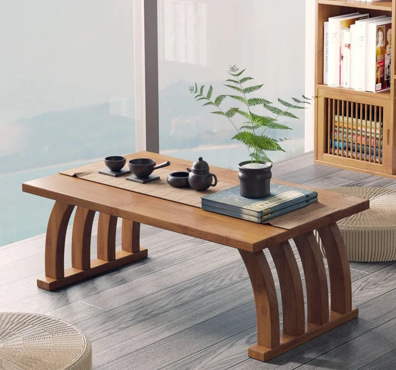 Table basse pliable en bambou style japonais
