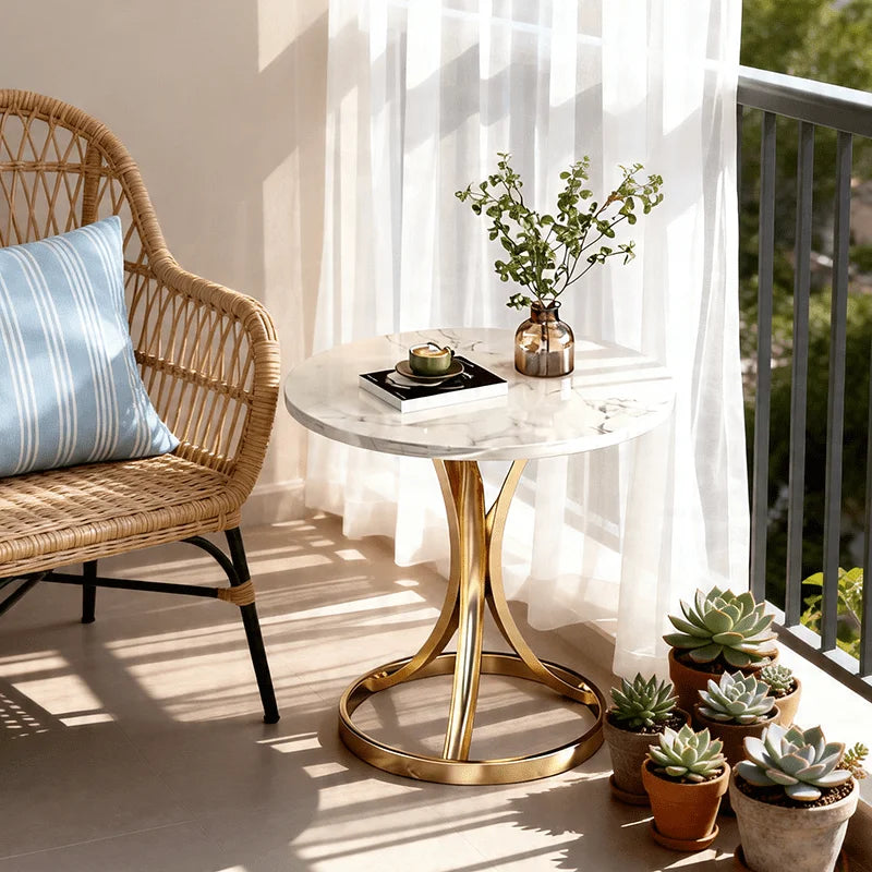 Table d'appoint pour salon moderne effet marbre