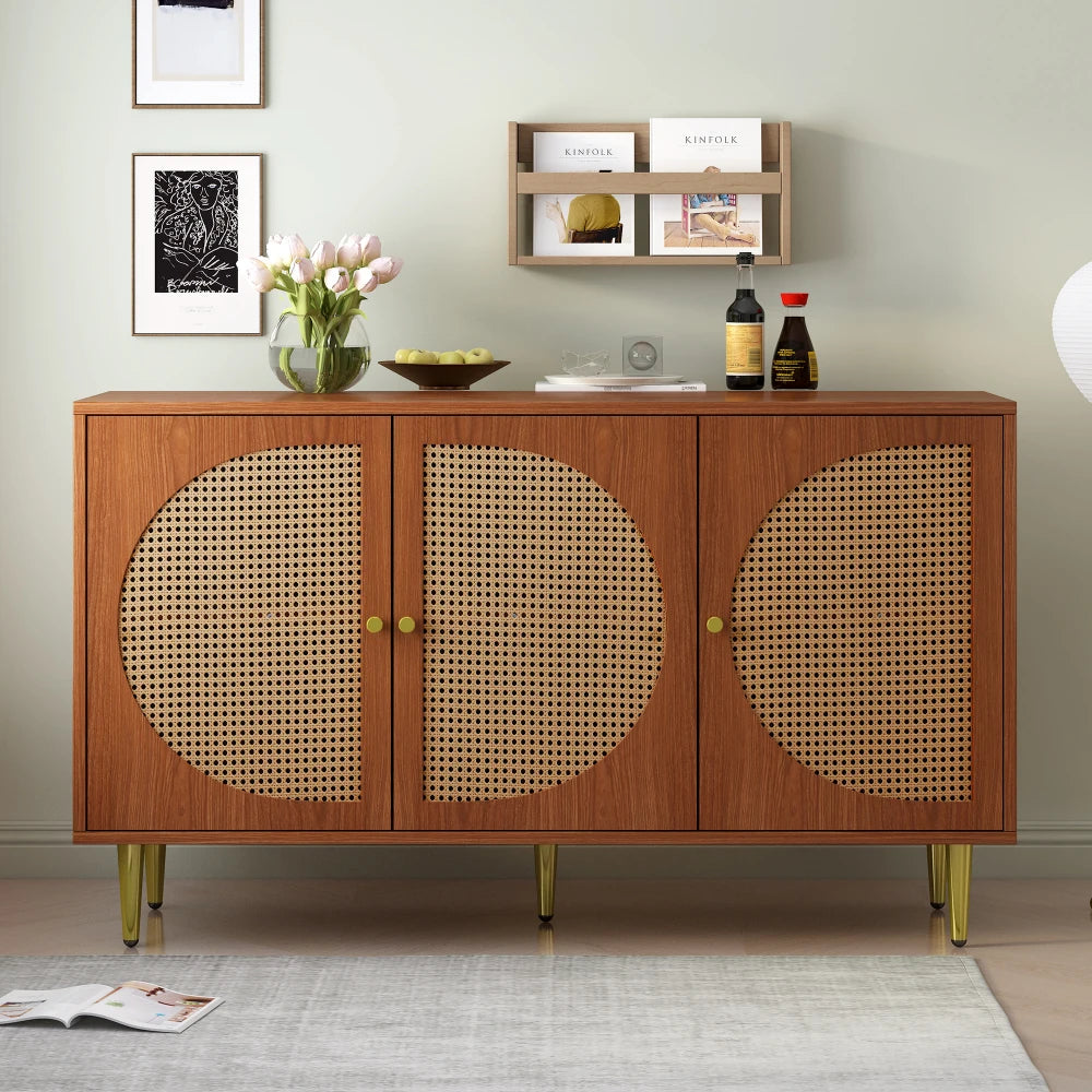 Commode haute avec 3 portes en bois