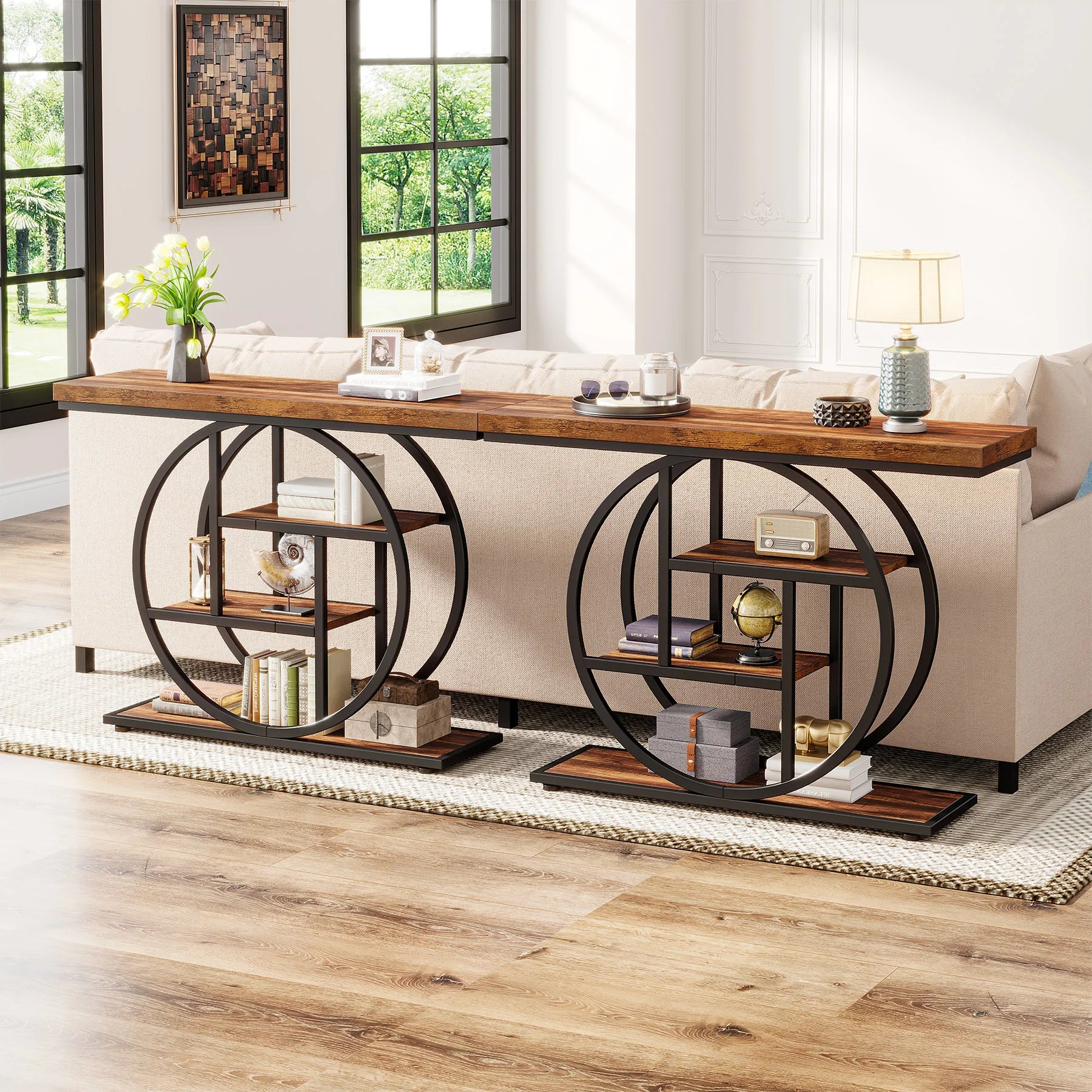 Table d'entrée moderne en bois avec étage