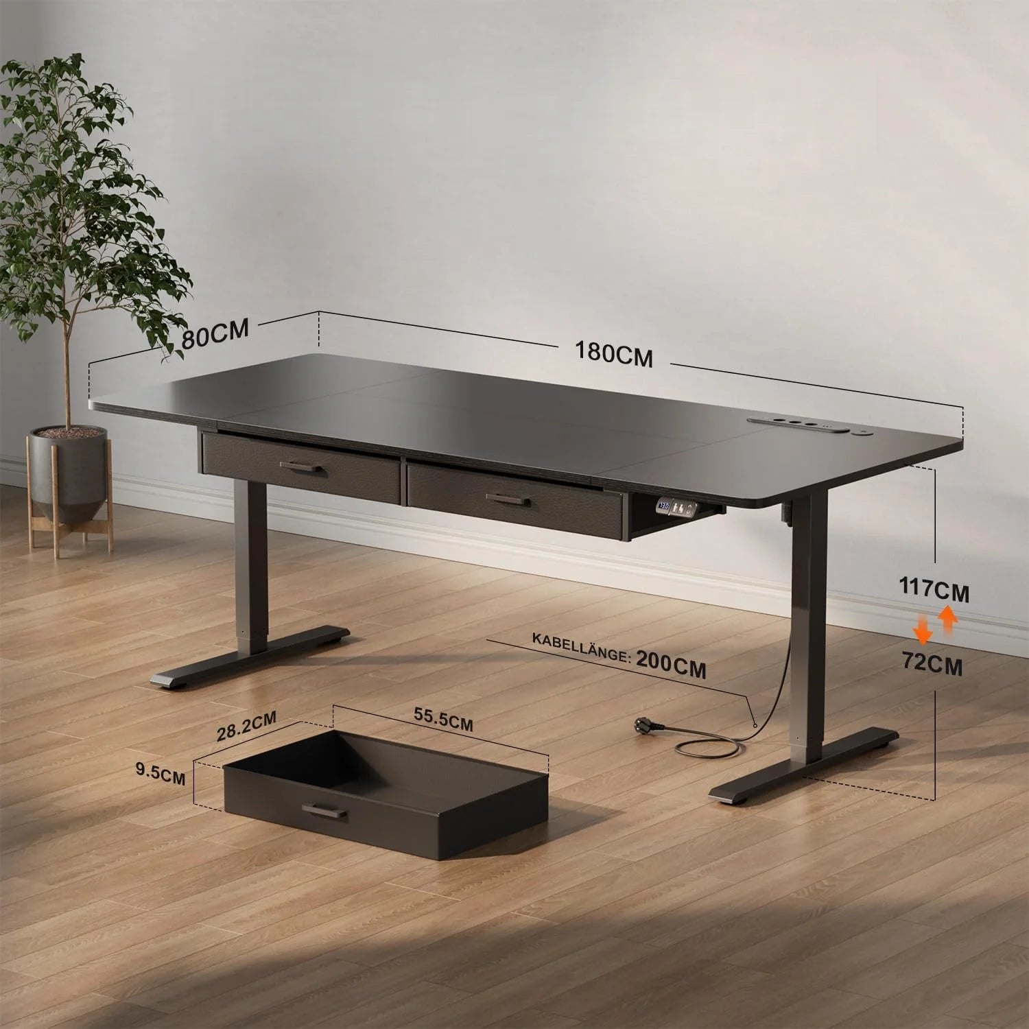 Bureau de travail moderne réglable avec rangement