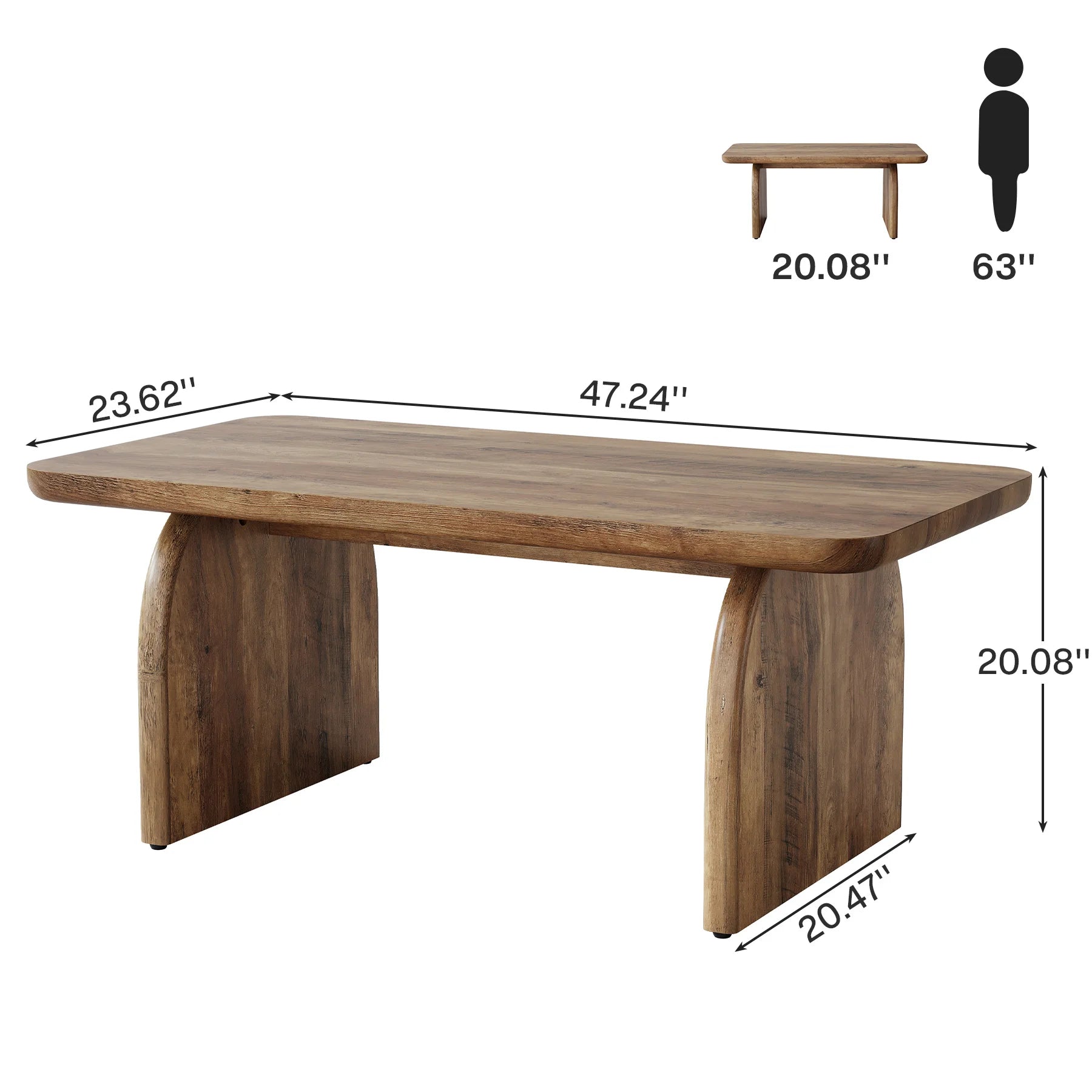 Table basse rectangulaire en bois style rustique