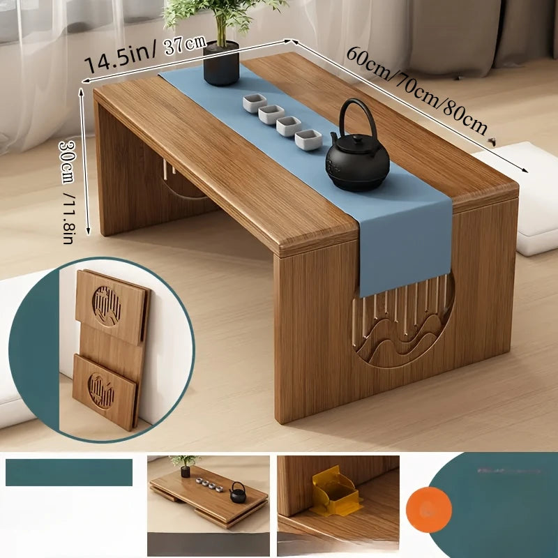 Table pliante polyvalente en bois en style japonais