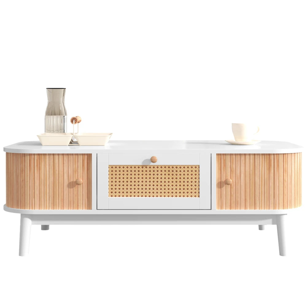 Table basse vintage en rotin