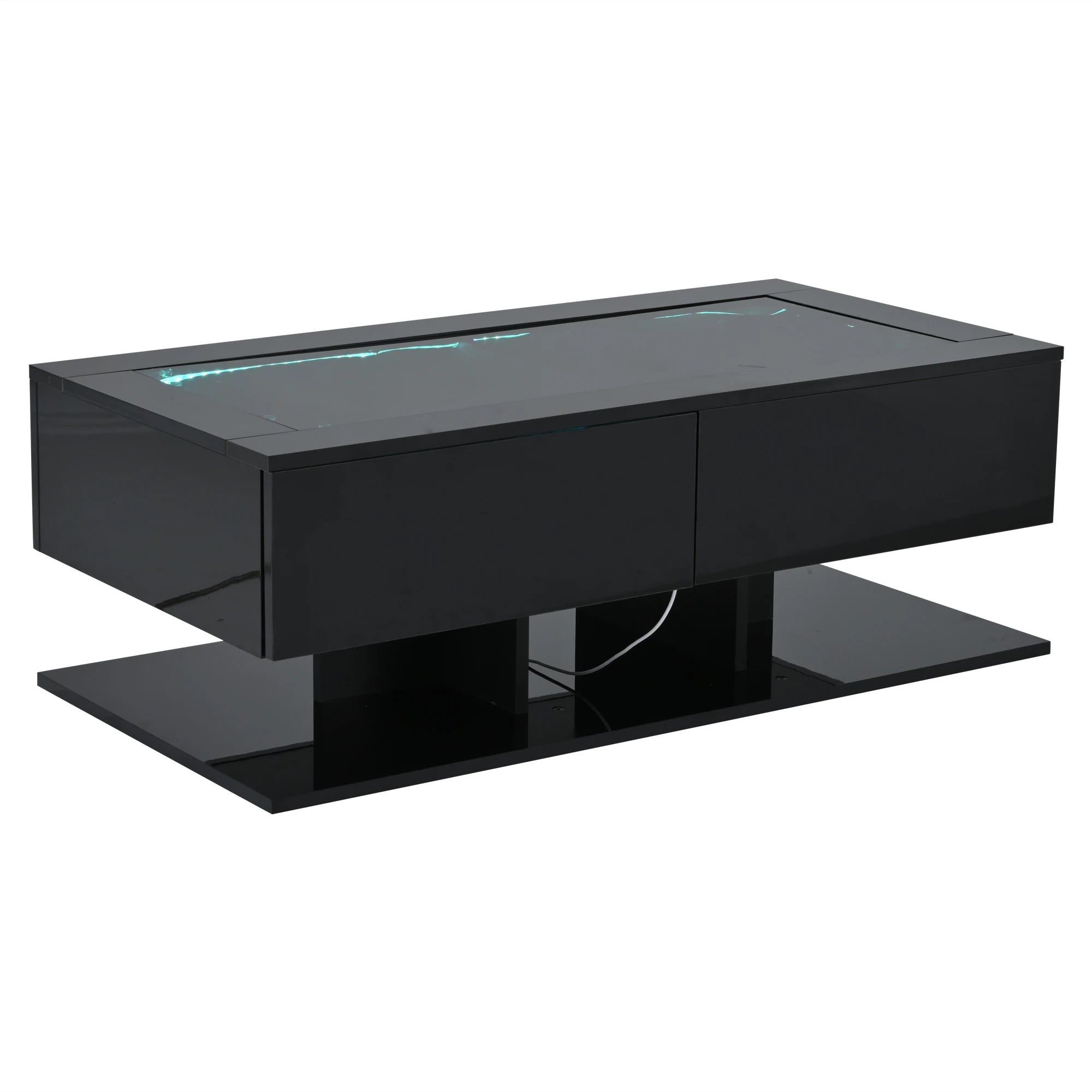 Table basse laquée pour salon avec éclairage LED