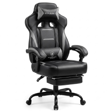 Fauteuil de jeu ergonomique avec soutien lombaire et appui-tête en similicuir